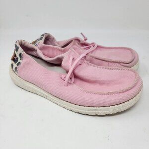 Hey Dude Wendy Youth Funk Leo‎ Bubblegum Y4 / L5 Pink Cheetah Slip On Shoes